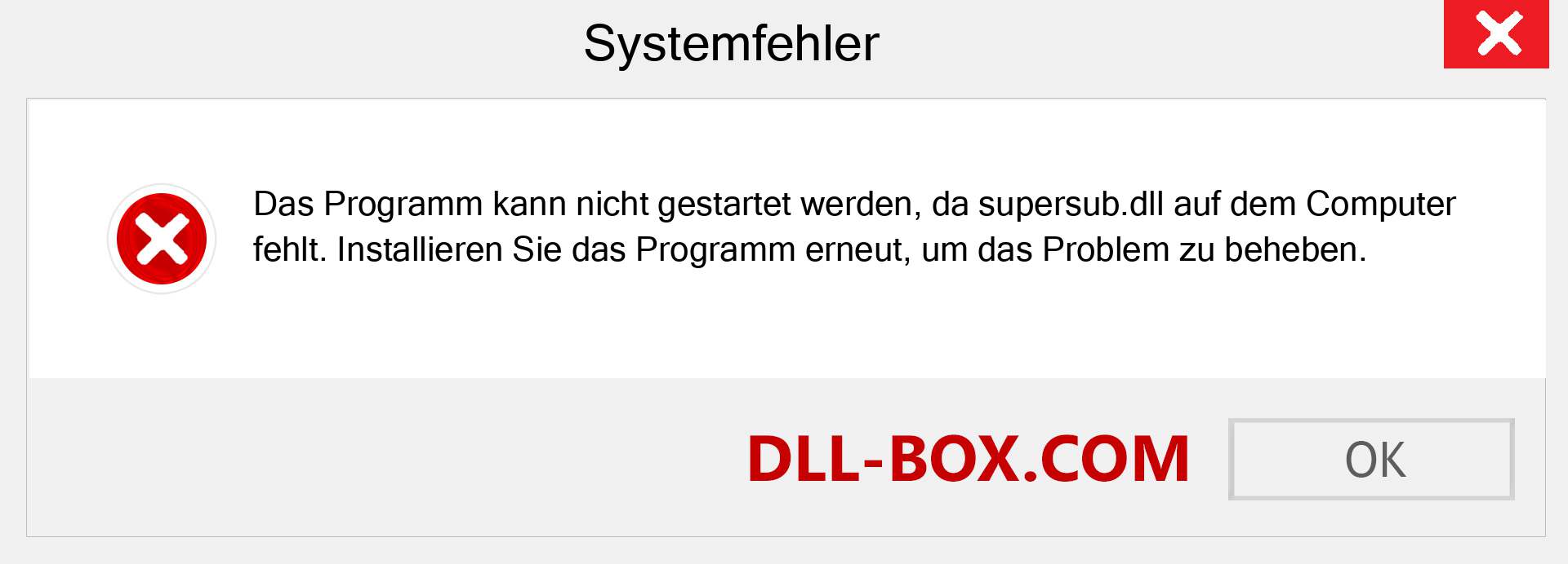 supersub.dll-Datei fehlt?. Download für Windows 7, 8, 10 - Fix supersub dll Missing Error unter Windows, Fotos, Bildern